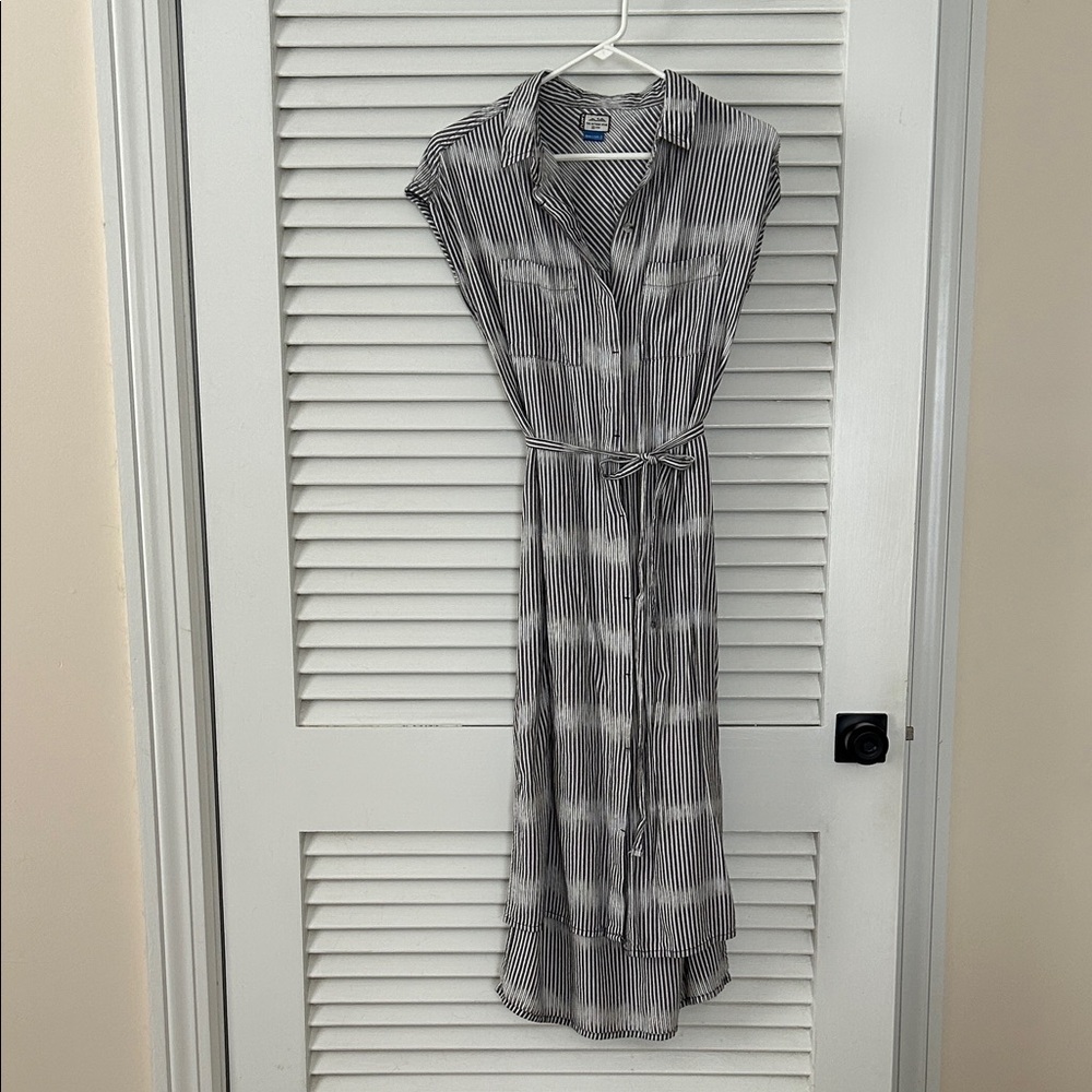 Kavu Black and White Striped Maxi Dress
